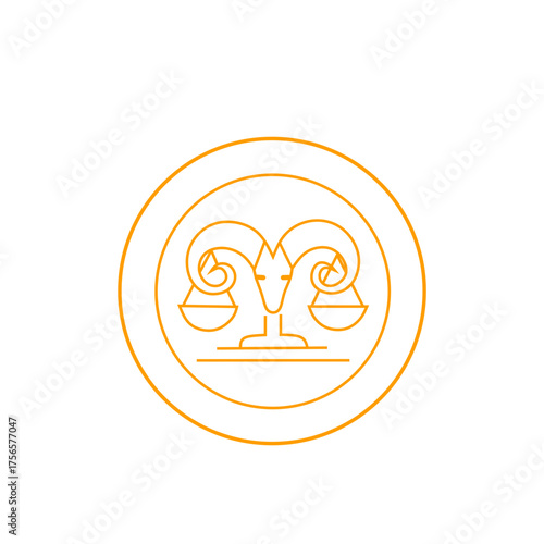 Minimalist Ram Head Line Art Logo – Balance and Justice Symbol Design
