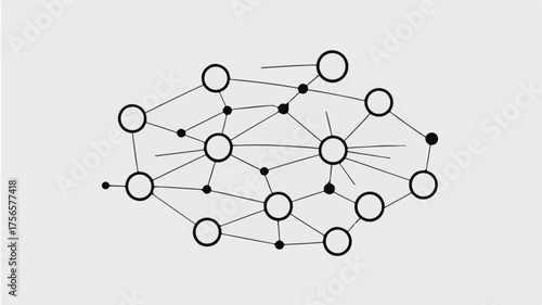Abstract interconnected network of nodes and lines representing connections and data flow.