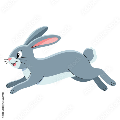 Colorful wild forest animal sticker with fluffy hare or rabbit cute woodland bunny cartoon flat vector illustration isolated on white background creative design for print and decoration