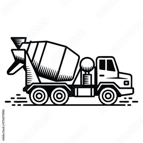 Concrete mixer truck vector sketch icon isolated hand drawn design for infographic website or app construction industry transport and building artwork