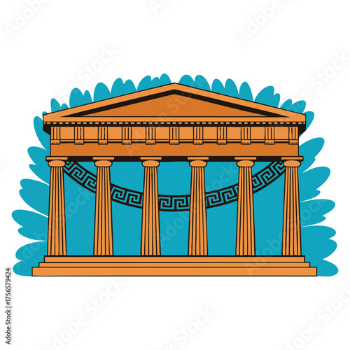 Greek pantheon with columns isolated on white background vector illustration perfect for greek culture antique architecture and historical temple design artwork