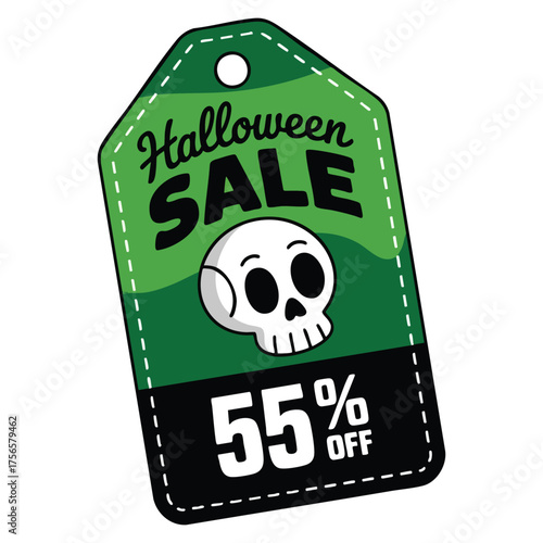 Halloween discount tag 55 percentage vector illustration design element perfect for spooky sale offer advertisement or seasonal halloween promotion artwork
