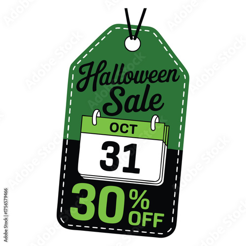 Halloween discount tag 30 percentage vector illustration design element suitable for spooky sale event advertisement offer or seasonal halloween promotion
