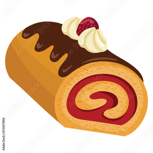 Jam sponge roll bakery assortment icon vector illustration sweet dessert food design isolated element perfect for pastry shop cafe or bakery theme artwork