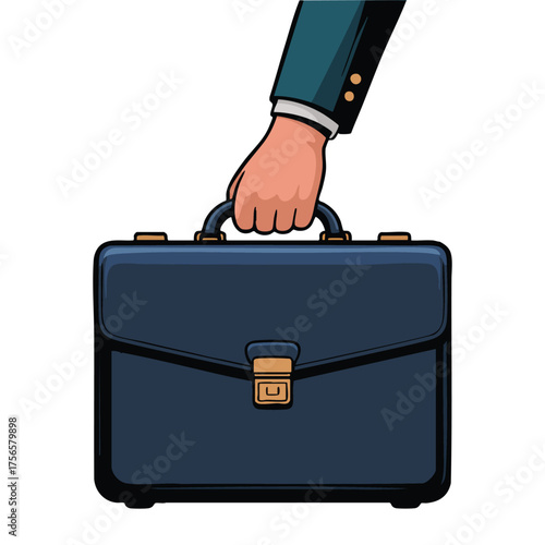 Office worker hand with briefcase vector illustration design element editable for poster decoration brochure business creative frame and copy space layout