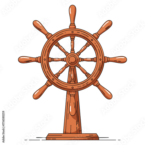 Steering wheel boat isolated on white background vector illustration perfect for rudder captain helm nautical marine or maritime themed design artwork
