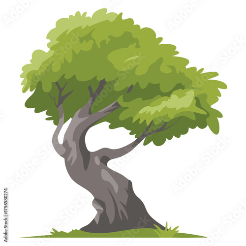 Tropical jungle tree foliage inclined vector illustration perfect for nature design landscape element background scenery or forest themed creative artwork