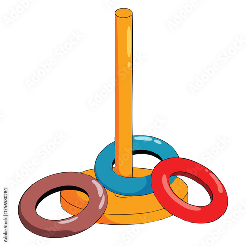Various sport equipment sticker with pin and rings for accuracy development fitness inventory and active lifestyle cartoon flat vector illustration isolated on white background