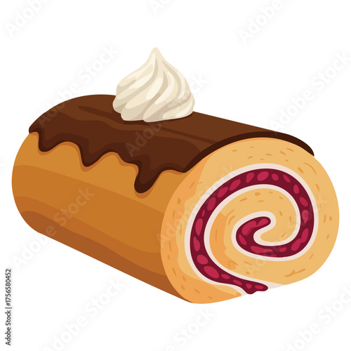 Vector illustration jam sponge roll bakery assortment icon isolated design perfect for dessert food logo cafe menu or pastry shop artwork concept