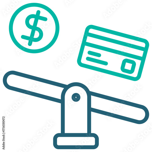 Debt Outline Blue Icon