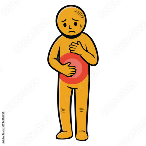 Vector illustration nausea color icon allergy food poisoning gastritis symptom fatigue malaise pregnancy morning sickness toxicosis stomach ache person