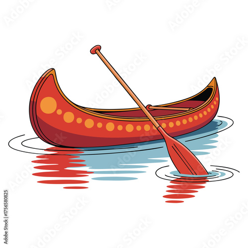Vector illustration of Indian canoe toy boat isolated design element suitable for traditional native craft tribal art or cultural collectible theme