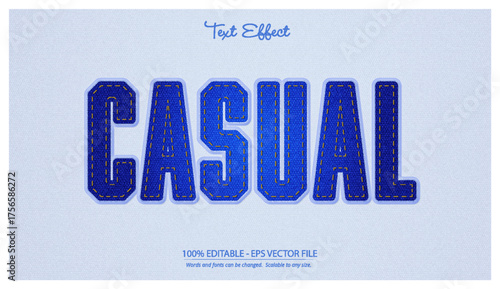 Casual bold blue textured text effect editable EPS vector file design for creative projects and graphic use