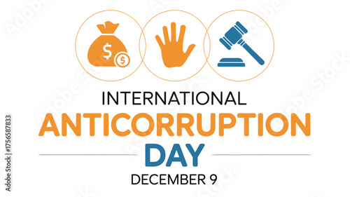 International Anti-Corruption Day vector illustration featuring a money bag hand and gavel for awareness and advocacy