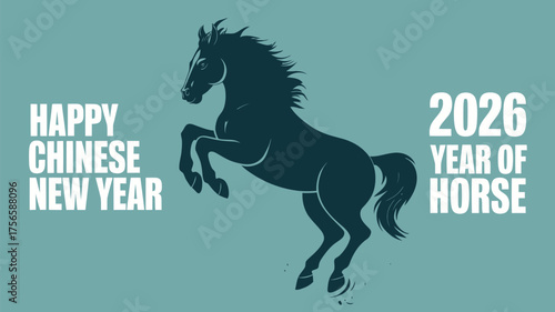 Elegant horse illustration for Chinese New Year 2026 year of the horse vector design for festive greetings and celebrations