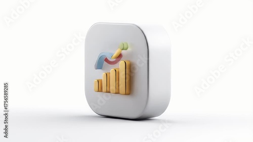 3D Rendered Business Growth Icon on White Background.