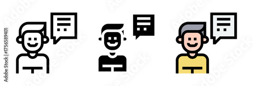 Conjunto de iconos de comunicación positiva. Mensaje feliz, conexión emocional, bienestar social. Ilustración vectorial