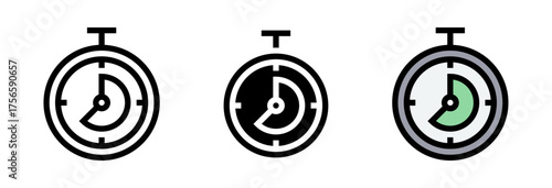 Conjunto de iconos de cronómetro. Tiempo exacto, velocidad, medición precisa. Ilustración vectorial