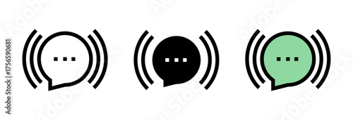 Conjunto de iconos de mensaje activo. Conversación, respuesta, interacción y comunicación continua. Ilustración vectorial