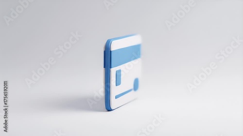 3D Render of a Blue and White Credit Card.