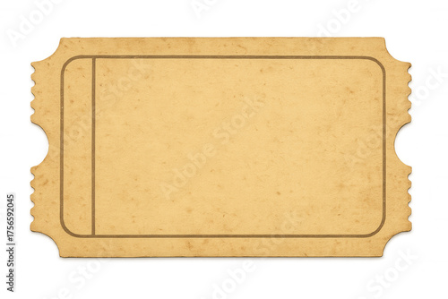 Fototapeta Naklejka Na Ścianę i Meble -  Blank vintage ticket template with torn perforation and empty space for text, isolated on transparent background