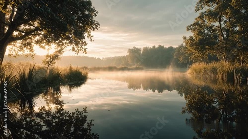 Calming nature-inspired cinematic landscape background, Generative AI