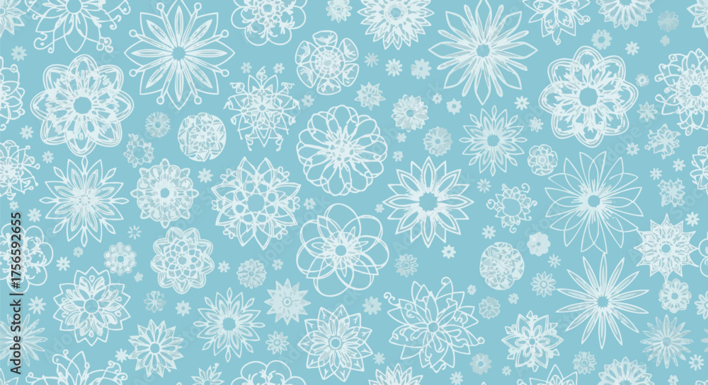 Naklejka premium Seamless snowflake pattern on a light blue background