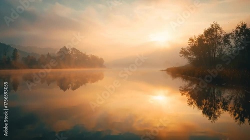 Calming nature-inspired cinematic landscape background, Generative AI