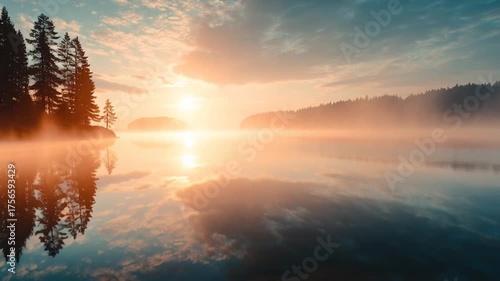 Calming nature-inspired cinematic landscape background, Generative AI