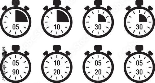 Stopwatch icons showing different time intervals