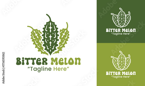 Bitter Melon Logo Modern Minimalist Green Food Identity