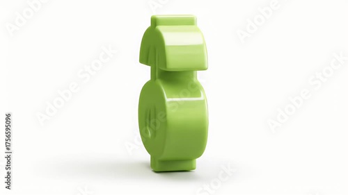 Green Dollar Sign Isolated on White Background.