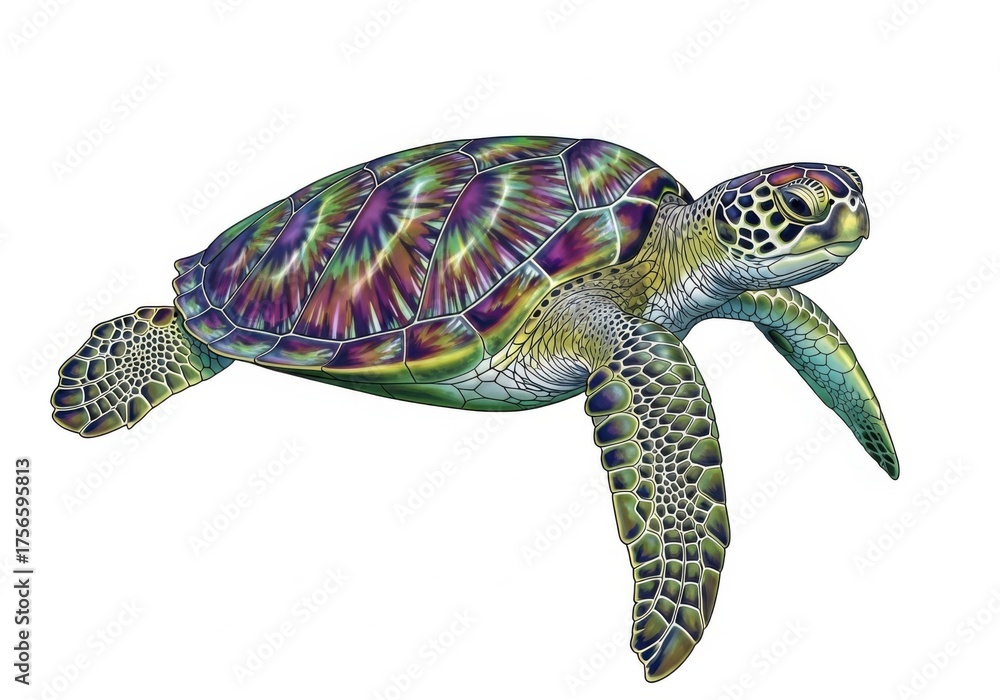 Fototapeta premium Detailed illustration of a sea turtle isolated on white background