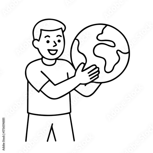 outline icon man with planet vector on a white background
Vector icon on a white background