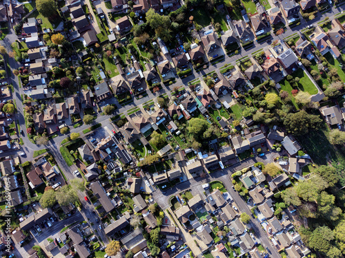 Typical residential area of ​​England view from above