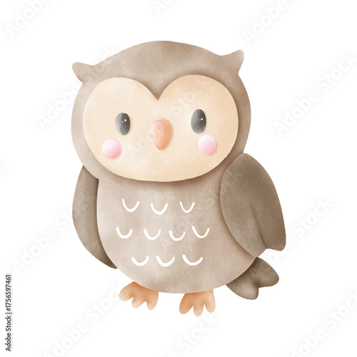Cute Watercolor Brown Owl Illustration
