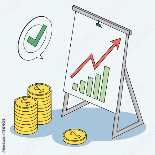 3d illustration of financial success and growth