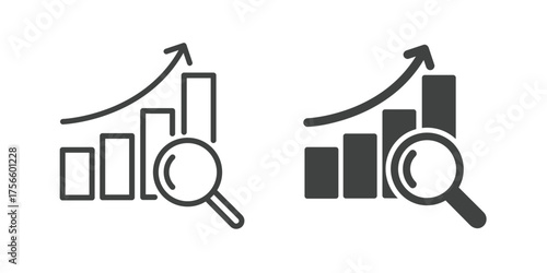 Statistic Icon. Line and glyph solid icon