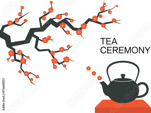 Japanese Tea Ceremony with Cherry Blossom Design