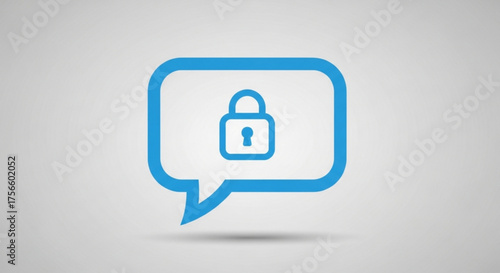 Blue speech bubble with padlock concept of secure messaging, privacy, and data protection in communication