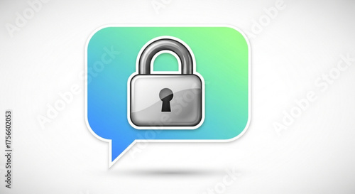 Padlock in speech bubble concept of secure communication, privacy, and data protection in messaging