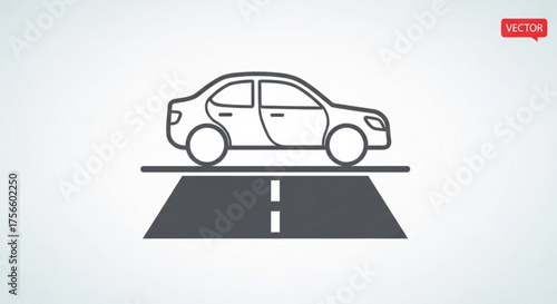 Car on the road vector icon illustration automobile driving on highway, transportation and travel concept