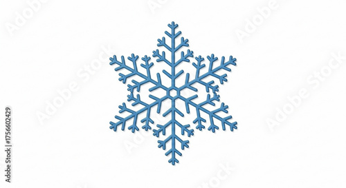 A stylized blue snowflake with a symmetrical design, evoking the beauty and uniqueness of winters icy formations
