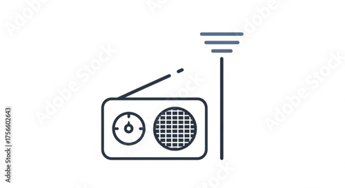 Radio icon a vintage radio with an antenna broadcasting a signal, representing communication and entertainment
