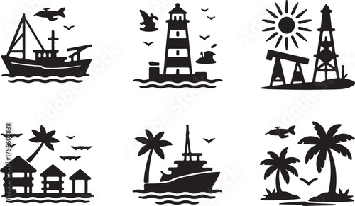 Coastal and Maritime Symbols Illustration