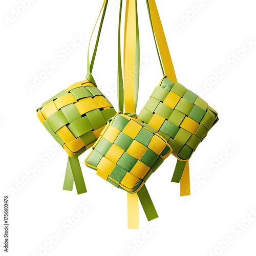 Colorful Ketupat Rice Dumpling Ornament, Generative AI