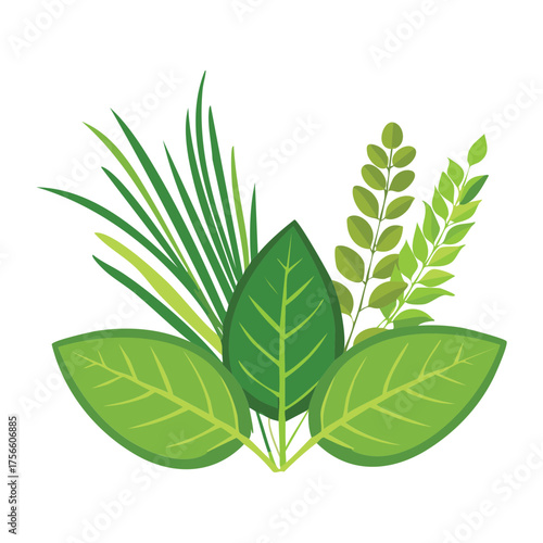 Chives Basil and Green Herb Mixture Illustration Simple Flat Vector Design for Kitchen and Garden Themes