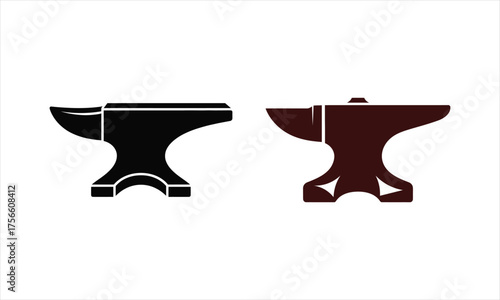 Two Anvil Silhouettes Black and Brown for Blacksmithing and Metalwork Art