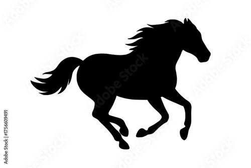 Silhouette of a Galloping Horse: A dynamic silhouette captures the power and grace of a horse in full gallop, its form defined against a clean backdrop.