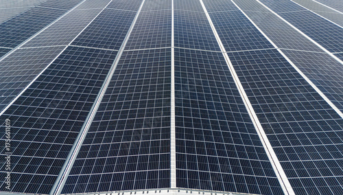 solar panels on a roof aerial view